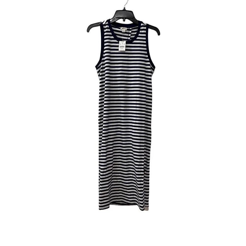 New J. Crew Size S Navy and White Striped Tie Back Knit Midi Dress BR906
